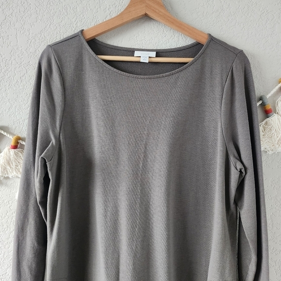 Pure J.jill Gray Jersey Knit Cotton Tunic Pullover Top Minimalist Modest L/P - Picture 3 of 10